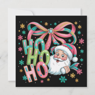Ho Ho Santa Coquette Bow Retro Christmas Festiv Feiertagskarte