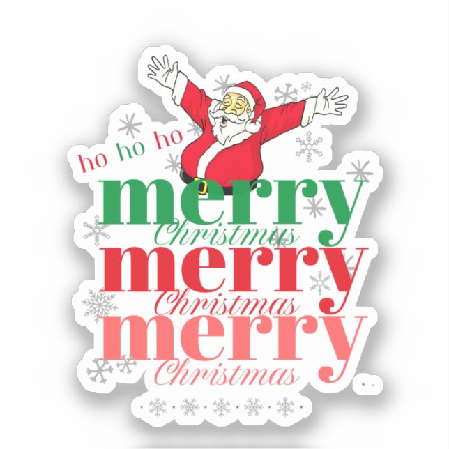 Ho Ho - Santa - Frohe Weihnachten (3) Design Aufkleber (Vorderseite)
