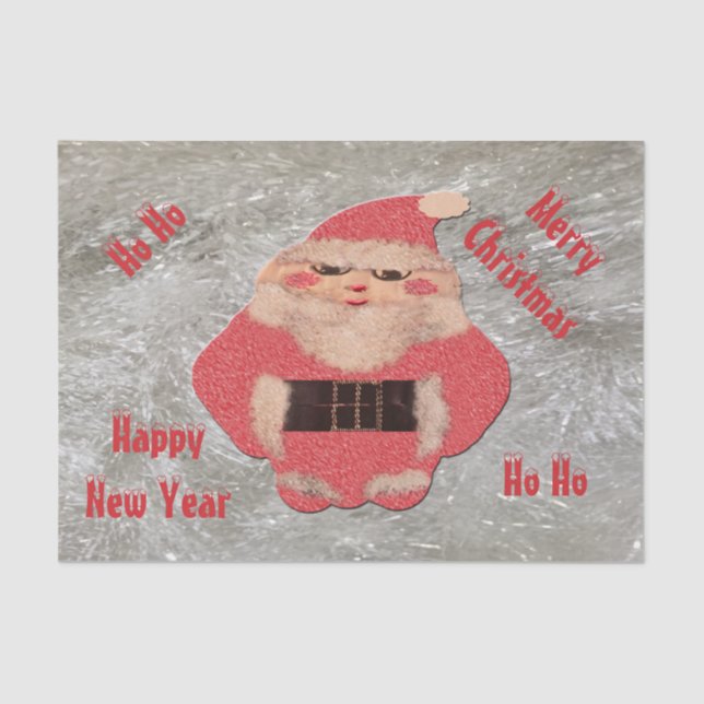 Ho Ho Santa Ivory Glitzer Seidenpapier (Vorderseite)