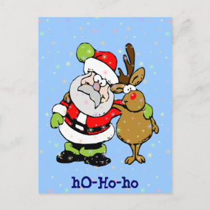 ho-ho Santa & Rudy Feiertagspostkarte