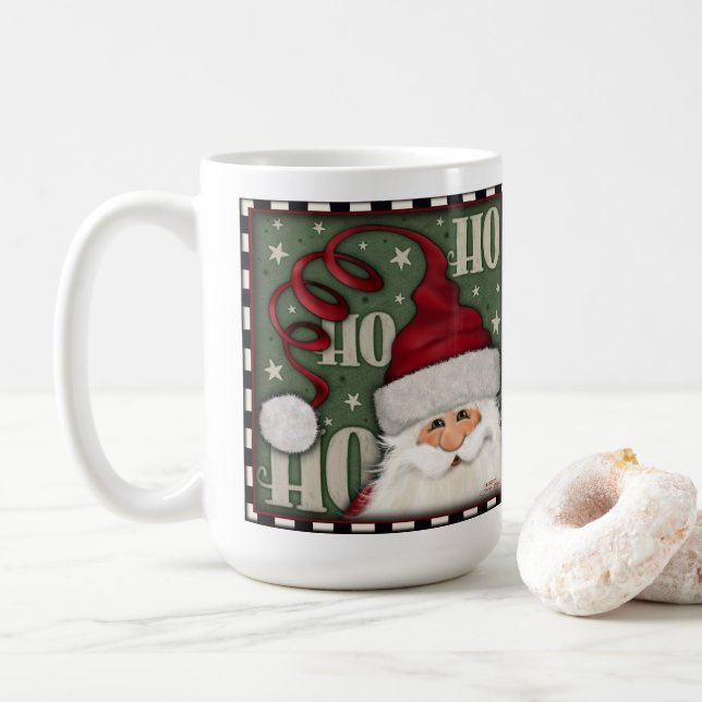 Ho Ho Santa Whimsical Niedlich Coffee Tasse (Mit Donut)