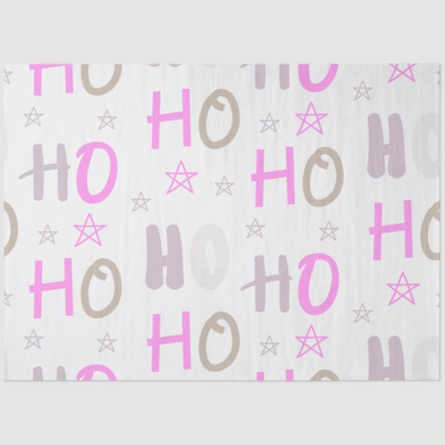 Ho HO Stars Pastel Pink Lila Grau Weihnachten Seidenpapier (Vorderseite)