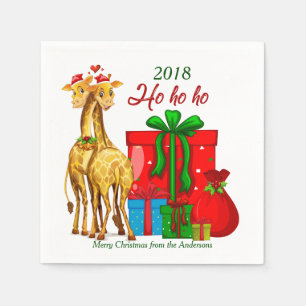 Ho Ho Weihnachten Giraffen Serviette