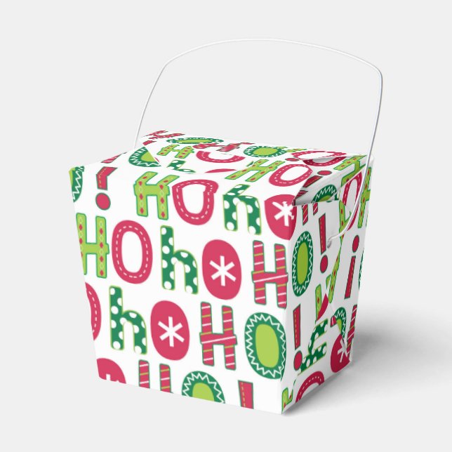 Ho Ho Weihnachten Spaß Modern Red Green Pattern Geschenkschachtel (Vorderseite)