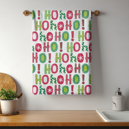 Ho Ho Weihnachten Spaß Modern Red Green Pattern Geschirrtuch