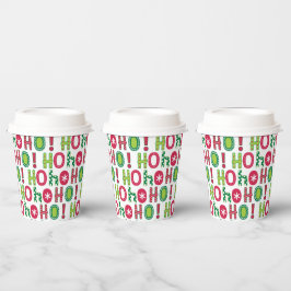 Ho Ho Weihnachten Spaß Modern Red Green Pattern Pappbecher