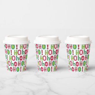 Ho Ho Weihnachten Spaß Modern Red Green Pattern Pappbecher