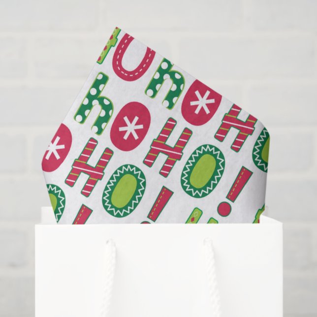 Ho Ho Weihnachten Spaß Modern Red Green Pattern Seidenpapier (Geschenk Tasche)