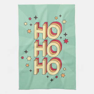 Ho ho Weihnachten Urlaub Retro-Text und Sterne Geschirrtuch