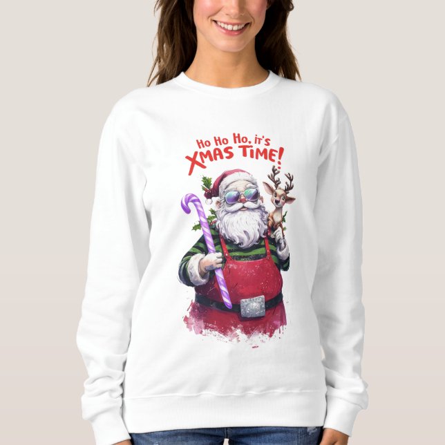 Ho Ho. Weihnachten Zeit niedliche Weihnachtsgestal Sweatshirt (Vorderseite)