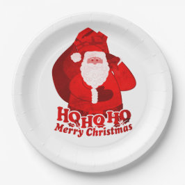 Ho ho Weihnachts-Party Weihnachtsschild Pappteller