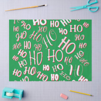 HO HO Weihnachts-Textmuster weiß grün rot Seidenpapier