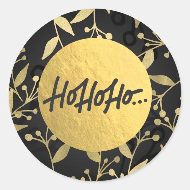 HO HO Weihnachtsfeiertag Botanischer Goldschmied Runder Aufkleber (Vorderseite)
