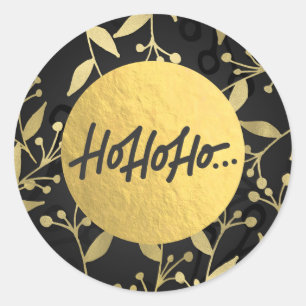 HO HO Weihnachtsfeiertag Botanischer Goldschmied Runder Aufkleber