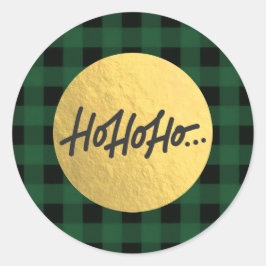 HO HO Weihnachtsfeiertag Buffalo Karierter Goldfil Runder Aufkleber