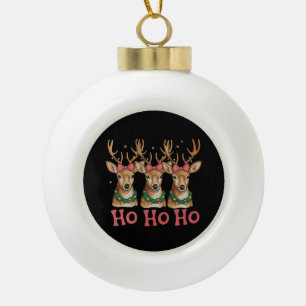 Ho Ho Weihnachtshirsch Rosa Schleife Mädchenhaftes Keramik Kugel-Ornament
