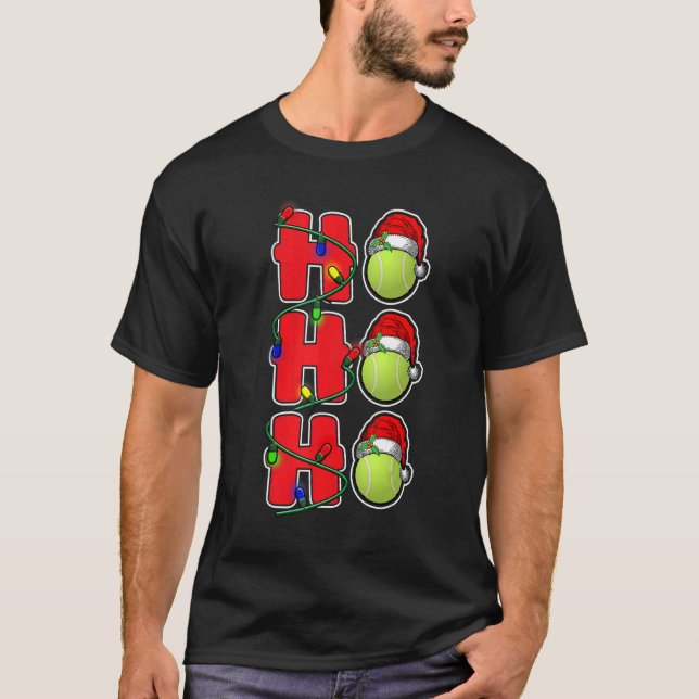 Ho Ho Weihnachtsmannmütze Tennis Ball Weihnachtsmä T-Shirt (Vorderseite)