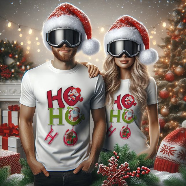 HO HO Weihnachtsweiße T - Shirt (Von Creator hochgeladen)