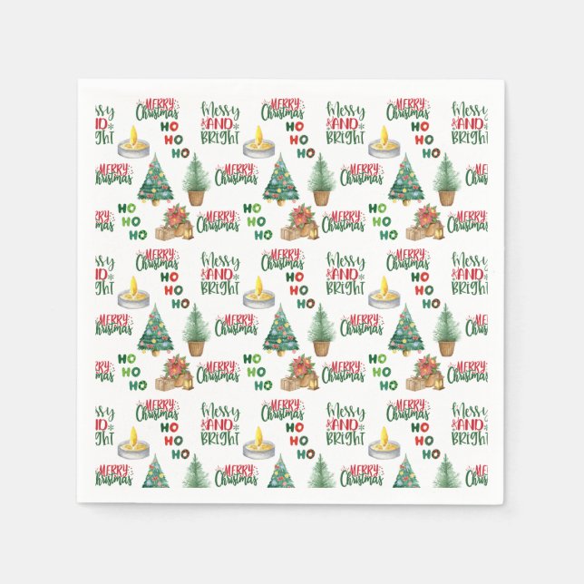 HO HO Weihnachtszettel für Party Serviette (Vorderseite)