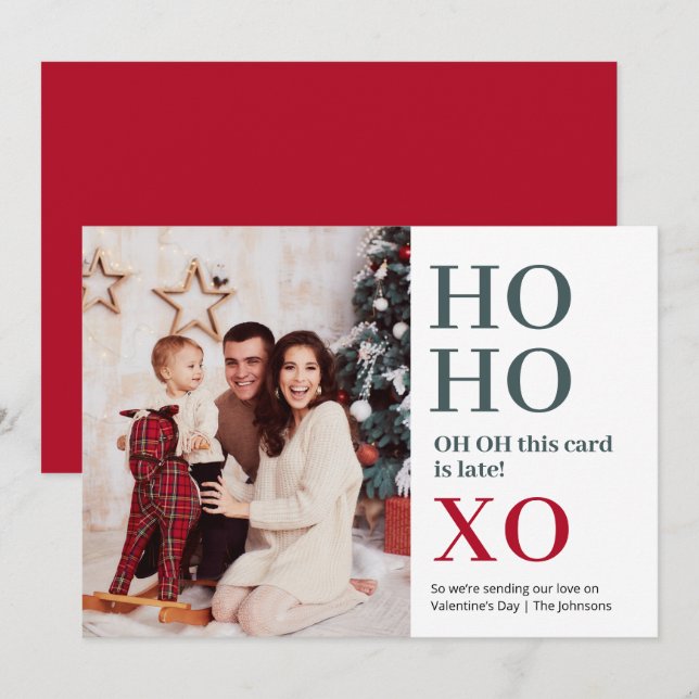 Ho Ho XO Valentinstag Feiertagskarte (Vorne/Hinten)