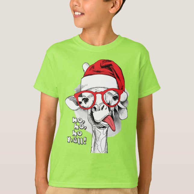 Ho Ho Y’all Giraffe Boys T - Shirt (Vorderseite)
