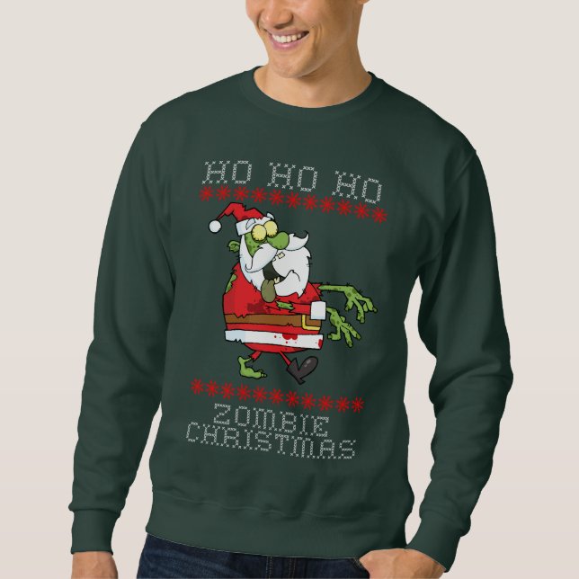 Ho Ho Zombie Weihnachten Ugly Sweater Sweatshirt (Vorderseite)