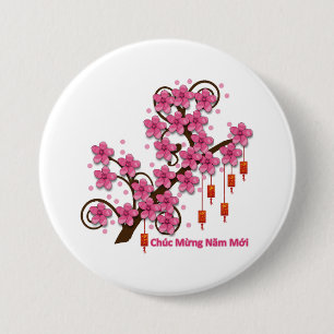 Hoa Dao Happy New Year Button