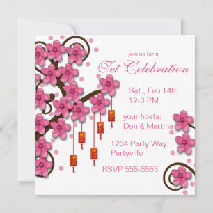 Hoa Dao Happy New Year Einladung