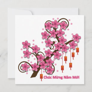 Hoa Dao Happy New Year Feiertagskarte
