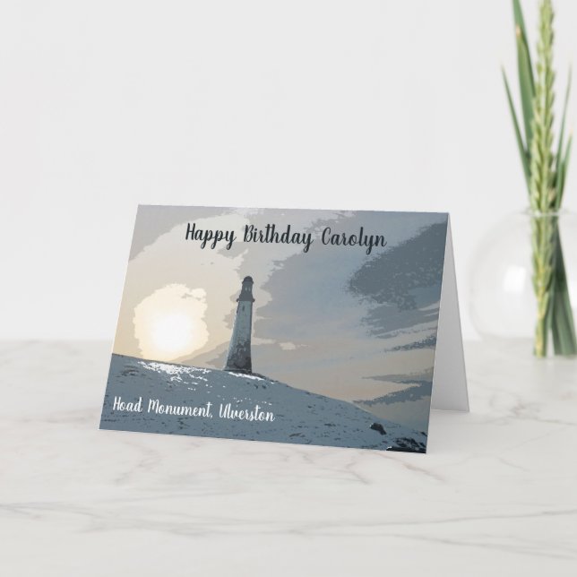 Hoad Monument, Ulverston, Leuchtturm, Geburtstag Karte (Vorderseite)
