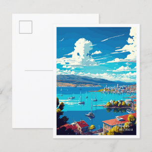 Hobart Australia Art Vintage Travel Illustration Postkarte