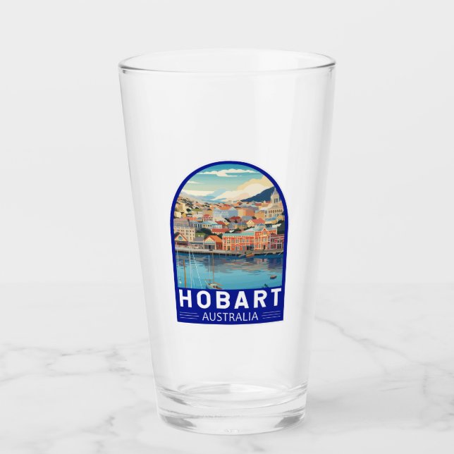 Hobart Australia Reisen Art Vintag Glas (Vorderseite)