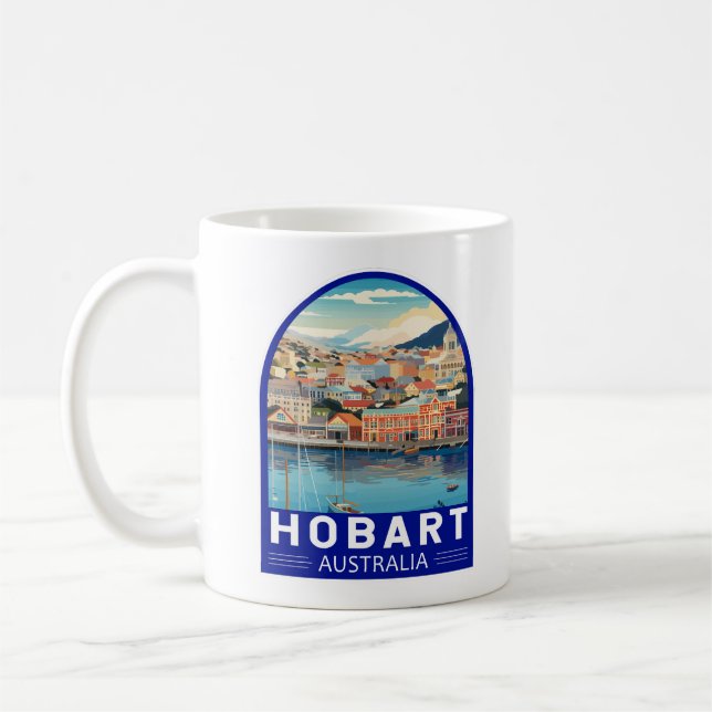 Hobart Australia Reisen Art Vintag Kaffeetasse (Links)