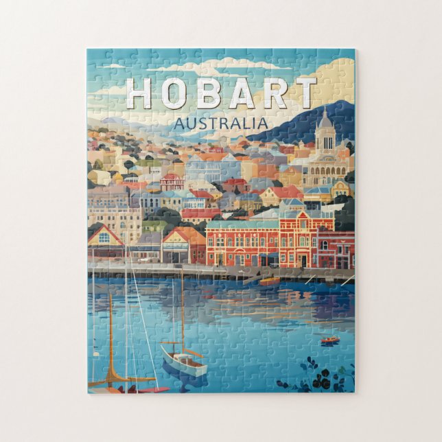 Hobart Australia Reisen Art Vintag Puzzle (Vertikal)