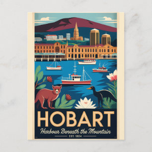 Hobart Australien Retro-Reiseposter-Kunst Postkarte