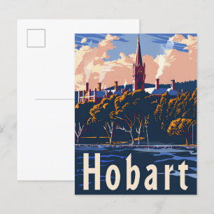 Hobart Tasmanien Vintage Retro Reiseillustration Postkarte
