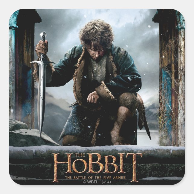 Hobbit - BILBO BAGGINS™ Movie Poster Quadratischer Aufkleber (Vorderseite)