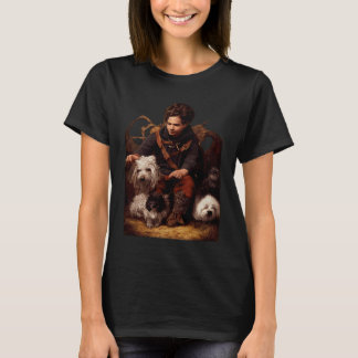 Hobbit-Tiermeister sitzt mit seinen Hunden entspan T-Shirt
