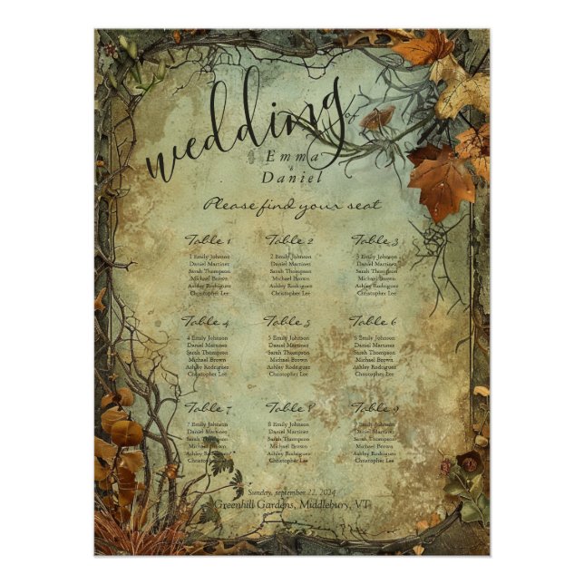 Hobbiton Haven Wedding Chart (Vorderseite)