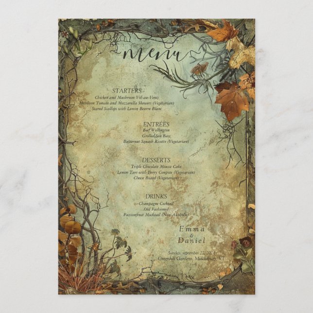 Hobbiton Haven Wedding Menükarte (Vorderseite)