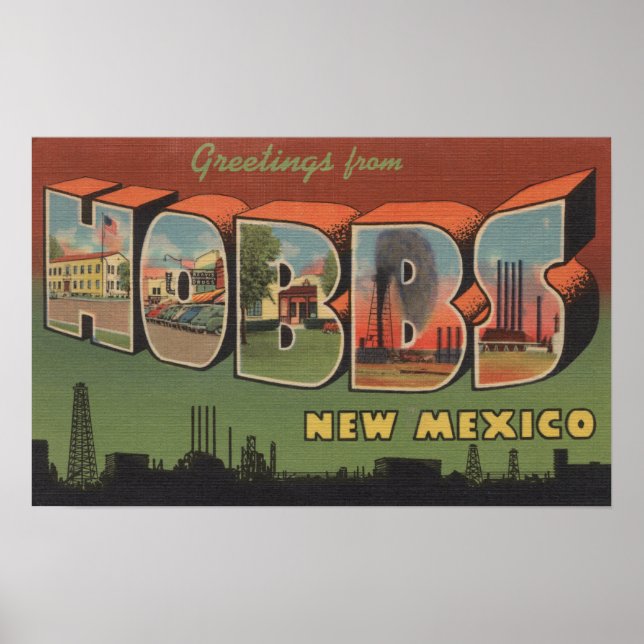 Hobbs, New Mexico - Großbuchstaben Poster (Vorne)