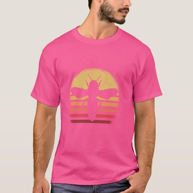 Hobby Beekeeper Retro Sunset Design T-Shirt (Vorderseite)
