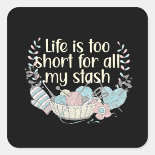 Hobby Knitting Yarn Wool Stash Quadratischer Aufkleber