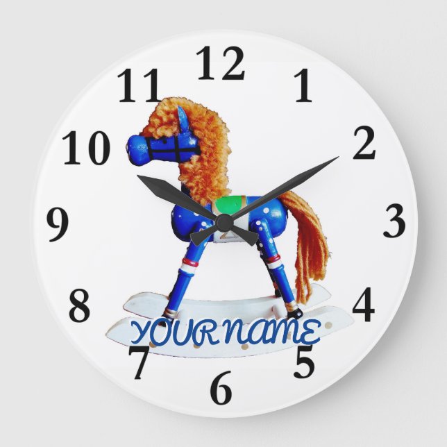 Hobby Pferd mit Namen Große Wanduhr (Vorderseite)