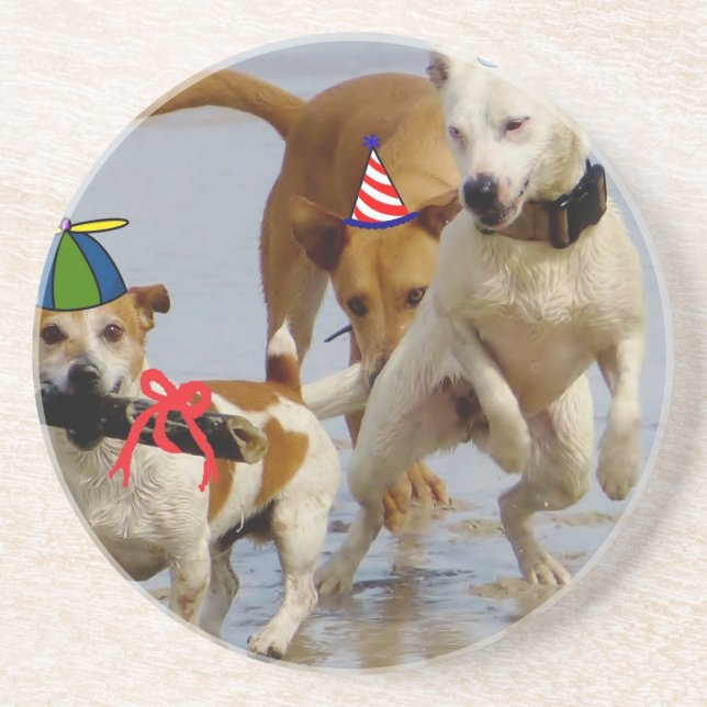 Hobbyhunde Sandstein Untersetzer (Vorne)