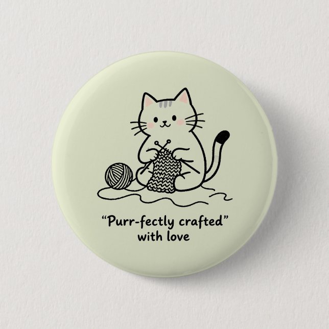 Hobbyist Kitten Knitting Rosy Cheeks Cozy Vibes Button (Vorderseite)