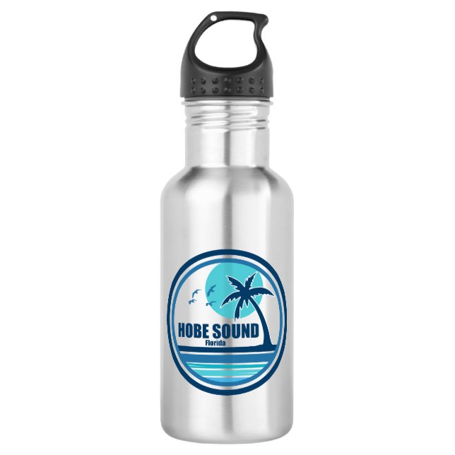 Hobe Sound Florida Palmen Vögel Edelstahlflasche (Vorderseite)