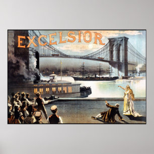 Hobelspäne-Plakat-Brooklyn-Brücke 1883 New York Poster