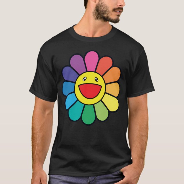 Hobicore - Lächelnde Blume des Regenbogens T-Shirt (Vorderseite)