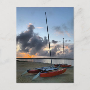 Hobie Cat Catamarans Sailboats Beach Sunset Postkarte